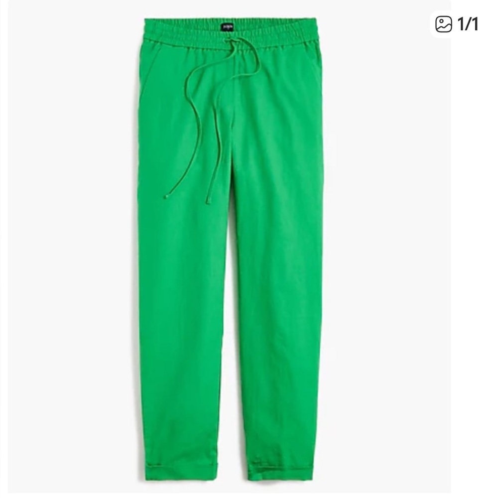 JCrew Green Linen/Cotton Pants